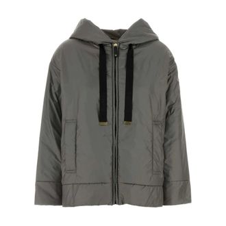 Max Mara Winter Jackets, female, Gray, Size: 2XS Grey Down Jacket with Hood