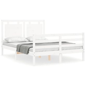 Berkfield Home Bed Frame with Headboard White 120x200 cm Solid Wood