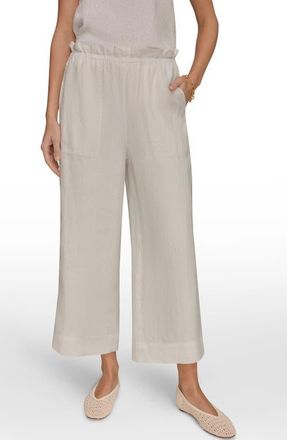 DKNY Paperbag Waist Linen Pants in Cream at Nordstrom, Size X-Large