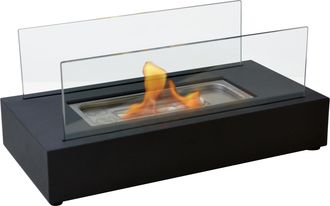Purline Purline - Chimenea De Etanol De Sobremesa Con Dos Pantallas De Cristal Templado Negro