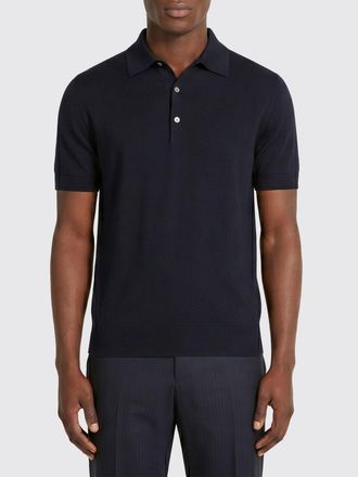 Ermenegildo Zegna Cotton Knit Polo Shirt with Ribbed Collar and Hems
