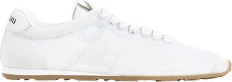 Miu Miu Schoenen, Dames, Wit, 37 EU, Leer, Plume Mesh Stof Sneakers