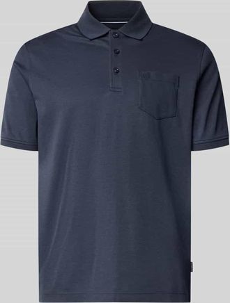 Bugatti Regular Fit Poloshirt mit Brusttasche und Label-Stitching in Marine, Gr&ouml;&szlig;e XXXL