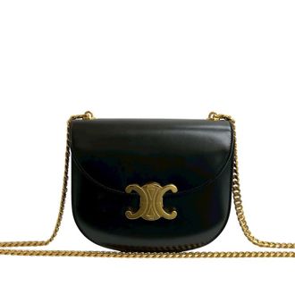 Celine Pre-owned Celine Teen Shiny Calfskin Triomphe Besace Clea Chain Crossbody S-CU-6262