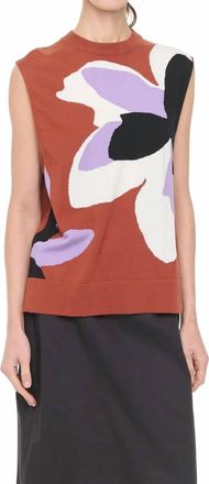 Plan C Flower Inlay Vest In Topaz
