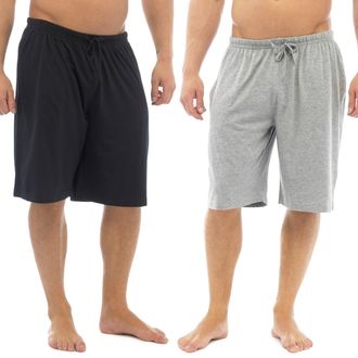 Tom Franks Mens 2 pack of Cotton Sleepwear or Lounge Wear Shorts Grey-Black Med