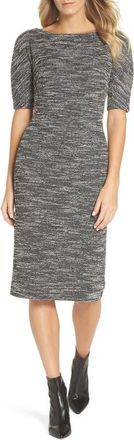 Maggy London Textured Arc Sheath Dress in Black/soft White at Nordstrom, Size 4