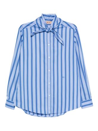 N°21 Blouse met geborduurd logo - Blauw