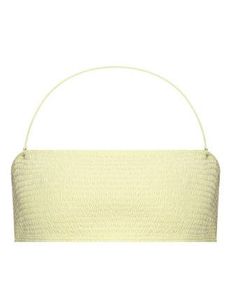 Tory Burch smocked bikini top - women - Spandex/Elastane/Nylon - M - Yellow