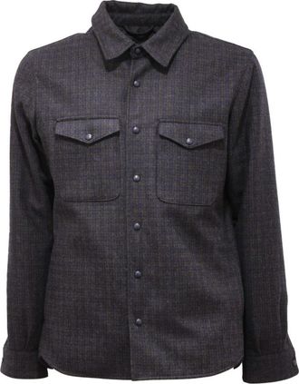 Mazzarelli Cortina Jack Blauw/Grijs Wol/Polyester - Heren - Zomerjassen - Blauw - S - Wol - Jassen