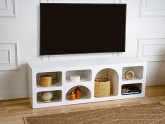 Vente-Unique TV Stand With 7 Recesses - White - LUELA