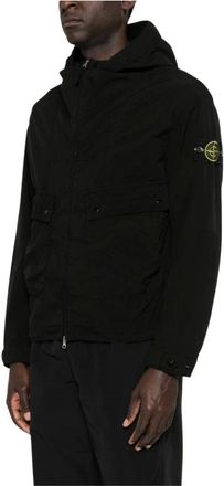 Stone Island Light Jackets, male, Black, Size: M Light Jacket