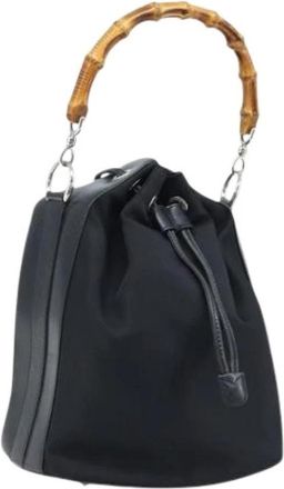 Gucci Pre-owned Nylon Bucket Bag - Dames - Vintage Tas - Zwart - ONE Size - Nylon - Vintage