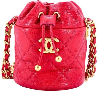 Chanel Pink Caviar Quilted Leather Twist Your Buttons Drawstring Bucket, Never Carried (Authentic Pre-Loved)