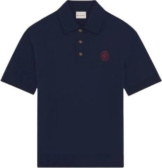Dr&ocirc;le de Monsieur D Mirror Knit Polo - Heren - Polos - Blauw - M - Wol - Tops