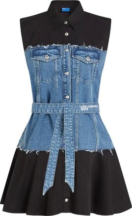 Karl Lagerfeld Mouwloze mini-jurk met denim vlakken - Blauw