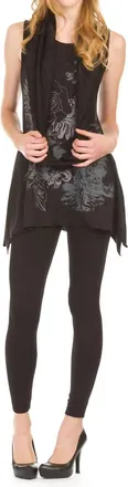 Papillon Place Print Angle Hem Top In Black