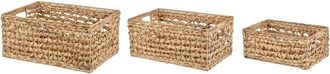 Beliani Beliani - Set of 3 Water Hyacinth Basket with Handles Natural Woven Accessory Minnow