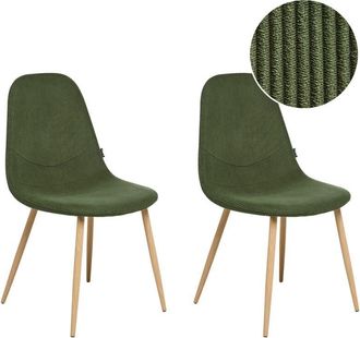 Beliani Beliani - Conjunto De 2 Sillas De Comedor Asiento Tapizado De Pana Con Patas De Hierro Verde Hilden
