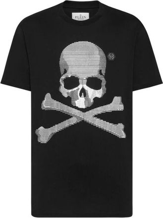 Philipp Plein Origineel katoenen T-shirt met Crystal Skull Bear - Heren - T-shirts - Zwart - L - Katoen - Tops