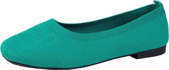Generic Womens Knit Mesh Flat Lightweight Breathable Casual Shoes with Flexible Sole, Comfortable Round Toe Ballet Flat for Walking,Travel,Everyday Wear (Gree