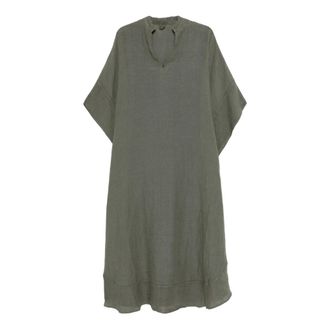 120% Lino Shirt Kleedjes - Dames - Casual kleedjes - Groen - M - Kleedjes