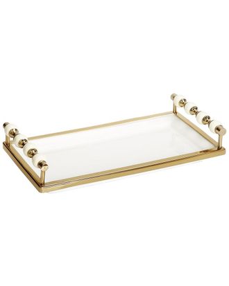 Alice Pazkus Rectangular Tray With Beaded Handles