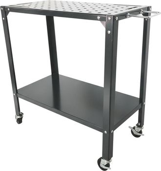 Relaxdays Relaxdays Banco da saldatura con ruote, piastra forata, 91,5x88x46 cm, acciaio grigio