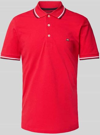Christian Berg Poloshirt mit Label-Stitching in Rot, Größe S