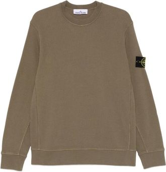 Stone Island Wafelgebreide Trui - Heren - Sweatshirts - Groen - XL - Katoen - Hoodies & sweatvesten