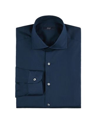 Fay Navy Blue Stretch Fabric Shirt
