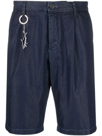 Paul & Shark logo-charm denim bermuda shorts - men - Cotton/Polyester - 52 - Blue