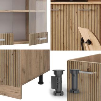 Vicco Cocina Vers&aacute;til R-line, Roble Artesanal/roble Dorado, 140 Cm Sin Encimera