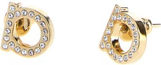 Ferragamo Womens Orecchini Crystaloro Glass Brass Earrings