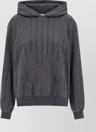 Brunello Cucinelli sequin stripe hooded top