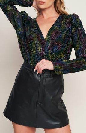 Flying Tomato Rainbow Metallic Long Sleeve Bodysuit in Black at Nordstrom Rack, Size Medium