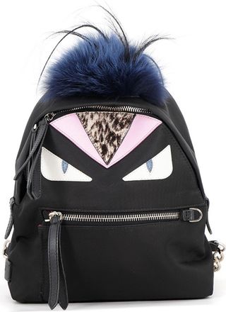 Fendi Black Multi-Color Nylon Leather Backpack (Pre-Owned)