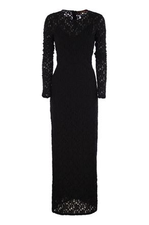 Max Mara Womens Sarta - Tight-fitting Cloque Lace Dress - Black Cotton - Size Medium