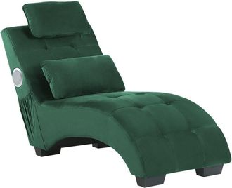 Beliani Chaise Longue De Terciopelo Verde Esmeralda Altavoz Bluetooth Puerto Usb Moderno Sala De Estar Simorre