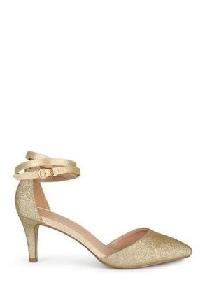Journee Collection Luela Glitter Ankle Strap Pump in Gold at Nordstrom Rack, Size 6.5
