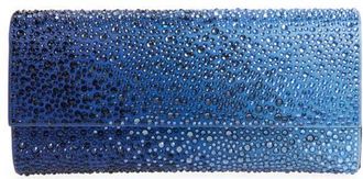 Judith Leiber Perry Crystal Embellished Satin Clutch in Silver Blue at Nordstrom