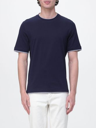 Brunello Cucinelli T-shirt a girocollo con contrasti in cotone Brunello Cucinelli