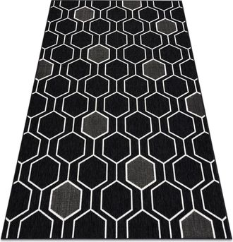 RugsX Rugsx - Alfombra Spring 20404993 Sisal Hexagonal, Bucle - Negro Black 200x290 Cm