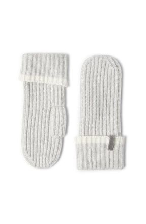 Brunello Cucinelli Knit mittens with monili in Light Grey at Nordstrom, Size Medium