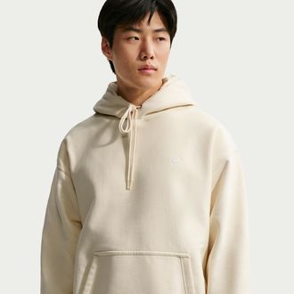 Nike Mens Solo Swoosh Pullover Hoodie in White | HV1082-113