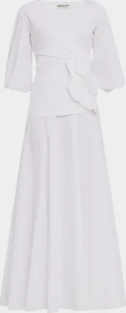 La Petite Robe Di Chiara Boni Flower-Embellished Stretch Cotton Maxi Dress