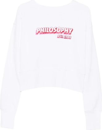 Philosophy di Lorenzo Serafini Logo-Print Cropped Sweatshirt - Dames - Sweatshirts - Wit - XS - Katoen - Hoodies & sweatvesten