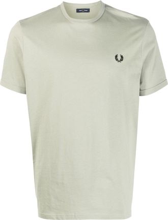 Fred Perry Ringer logo-embroidered T-shirt - men - Cotton - L - Green