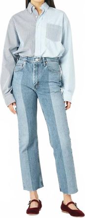 E.L.V. Denim Flare Ankle Cropped Jean In Light/mid Blue