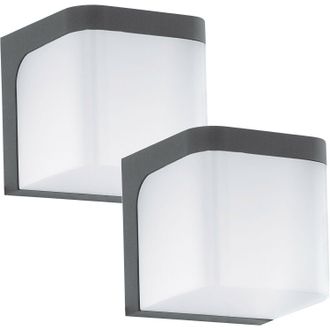 Loops 2 PACK IP44 Outdoor Wall Light Anthracite Cast Aluminium 6W LED Lamp